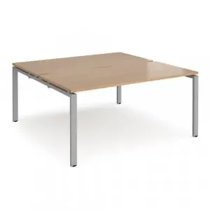 Adapt back to back desks 1600mm x 1600mm – silver frame, beech top