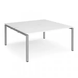 Adapt back to back desks 1600mm x 1600mm – silver frame, white top