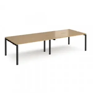 Adapt double back to back desks 3200mm x 1200mm – black frame, oak top