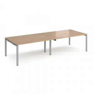 Adapt double back to back desks 3200mm x 1200mm – silver frame, beech top