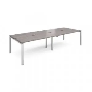 Adapt double back to back desks 3200mm x 1200mm – silver frame, grey oak top