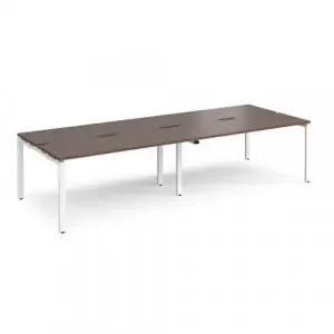 Adapt double back to back desks 3200mm x 1200mm – white frame, walnut top