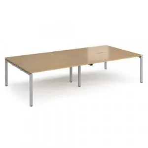 Adapt double back to back desks 3200mm x 1600mm – silver frame, oak top