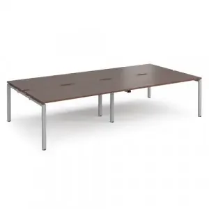 Adapt double back to back desks 3200mm x 1600mm – silver frame, walnut top