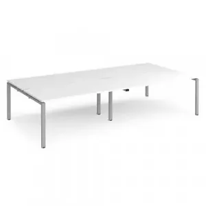 Adapt double back to back desks 3200mm x 1600mm – silver frame, white top