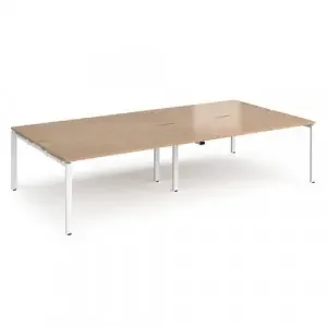 Adapt double back to back desks 3200mm x 1600mm – white frame, beech top