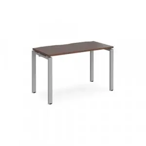 Adapt single desk 1200mm x 600mm – silver frame, walnut top