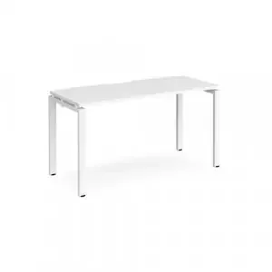 Adapt single desk 1400mm x 600mm – white frame, white top