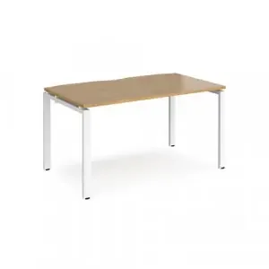 Adapt single desk 1400mm x 800mm – white frame, oak top
