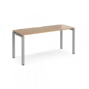 Adapt single desk 1600mm x 600mm – silver frame, beech top