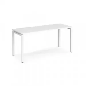Adapt single desk 1600mm x 600mm – white frame, white top