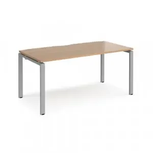 Adapt single desk 1600mm x 800mm – silver frame, beech top