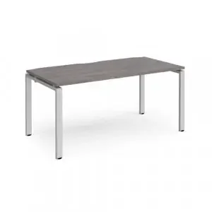 Adapt single desk 1600mm x 800mm – silver frame, grey oak top