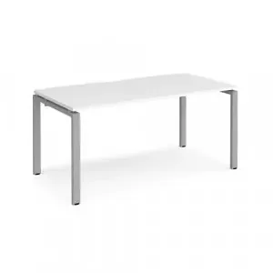 Adapt single desk 1600mm x 800mm – silver frame, white top