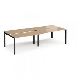Adapt sliding top double back to back desks 2800mm x 1200mm – black frame, beech top