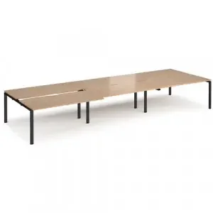 Adapt sliding top triple back to back desks 4800mm x 1600mm – black frame, beech top