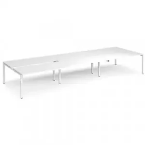 Adapt sliding top triple back to back desks 4800mm x 1600mm – white frame, white top
