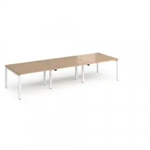 Adapt triple back to back desks 3600mm x 1200mm – white frame, beech top