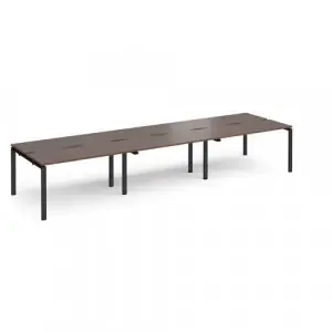 Adapt triple back to back desks 4200mm x 1200mm – black frame, walnut top