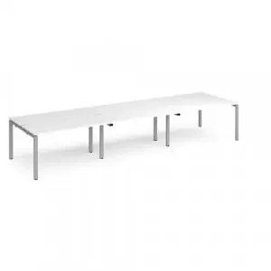 Adapt triple back to back desks 4200mm x 1200mm – silver frame, white top