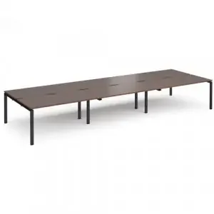 Adapt triple back to back desks 4800mm x 1600mm – black frame, walnut top