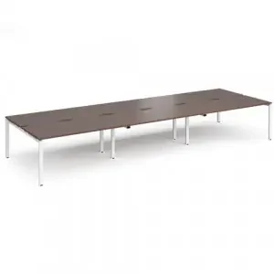 Adapt triple back to back desks 4800mm x 1600mm – white frame, walnut top