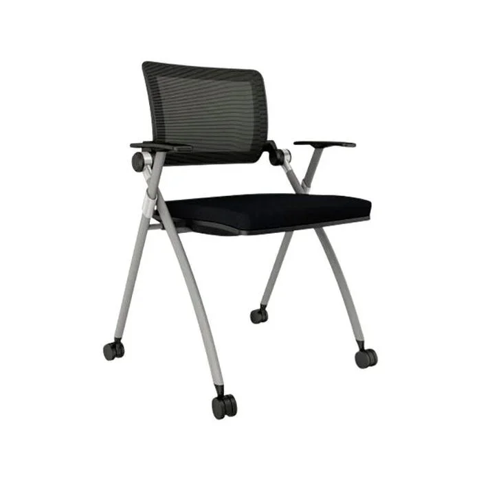 AIS Stow Training Chair, 26 x 24 x 39 Inches, Striped Black Mesh