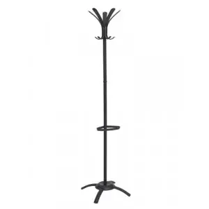 Alba Coat Stand 5 Pegs Plus 5 Mini Pegs Steel H175cm Black – PMCLEO N