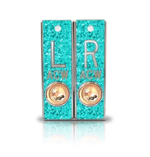 Aluminum Position Indicator X Ray Markers- Tiff Blue Glitter