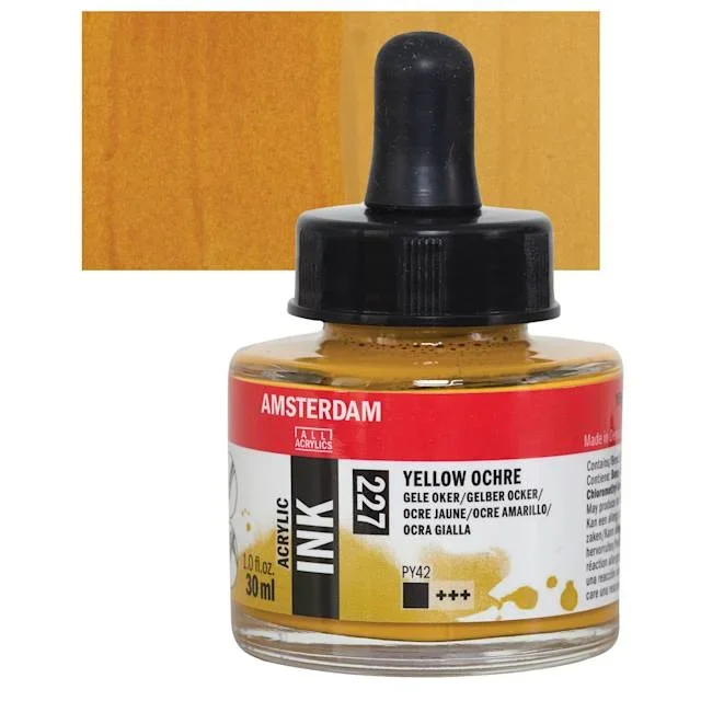 Amsterdam Acrylic Ink – Yellow Ochre, 30 ml