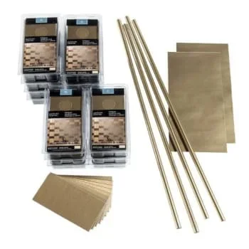 Aspect Metal 3×6 Short Grain Champagne Backsplash Kit