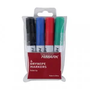 Assorted Whiteboard Marker Pens Bullet Tip (Pack of 4) 806005