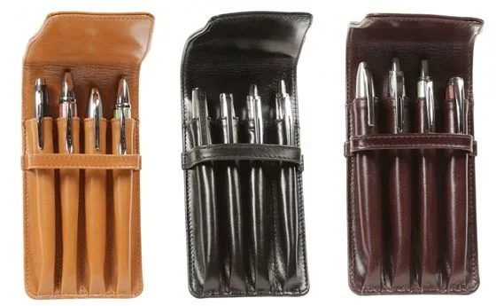 Aston Leather Quad Flap Soft Pen Pouch