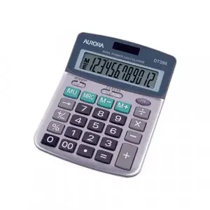 Aurora 12 Digit Semi Desktop Calculator Silver – DT398