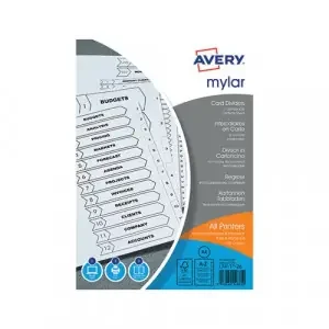 Avery Bright White Mylar Index 26 Part A-Z A4 05231061