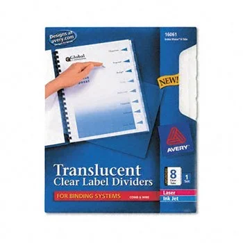 Avery Index Maker Translucent Clear Label Dividers DIVIDER,BNDR 8TAB/ST,TRS (Pack of10)