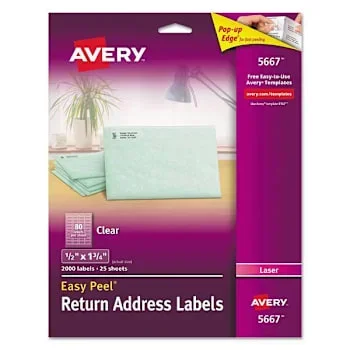 Avery Matte Clear Mail Labels-Sure Feed Tech Laser Printer .5×1.75 Package Of 25