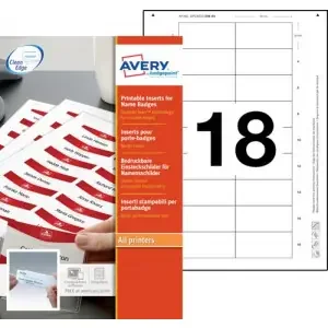 Avery Printable Inserts 65mm x 30mm All printer types 180 Inserts / 10 Sheets – 6530