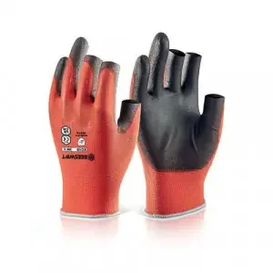 Beeswift Pu Coated 3 Fingerless Glove Red M (Box of 10)