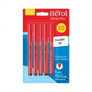 Berol Handwriting Pen 0.6MM Line Black (Pack 5) 2149169