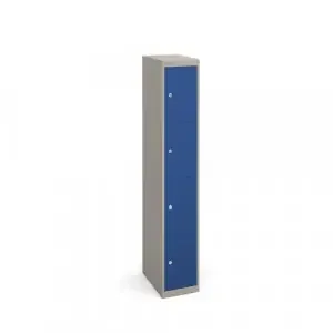 Bisley lockers with 4 doors 457mm deep – grey with blue doors