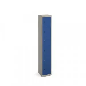 Bisley lockers with 6 doors 305mm deep – grey with blue doors