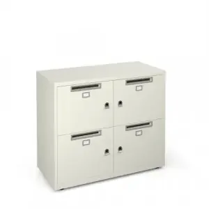 Bisley lodges with 4 doors and letterboxes – white