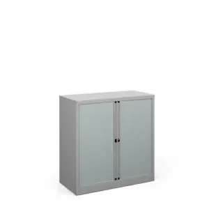 Bisley systems storage low tambour cupboard 1000mm high – silver