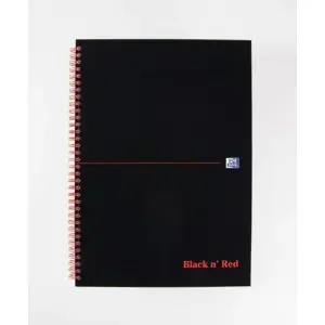Black n Red Notebook Wirebound A4 Hardback A-Z Ruled 140 Pages 100080232