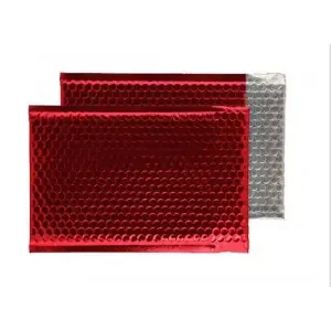 Blake Colour Packaging Festive Red Peel and Seal Metallic Bubble 250 x 180mm 70Mu Pack 100 Code MBR250