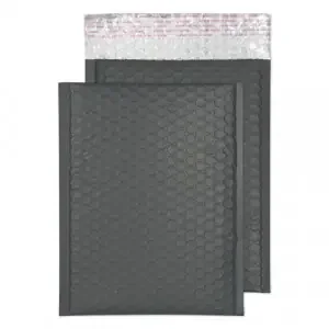 Blake Colour Packaging Graphite Grey Peel and Seal Metallic Matt Bubble 250 x 180mm 70Mu Pack 100 Code MTGG250