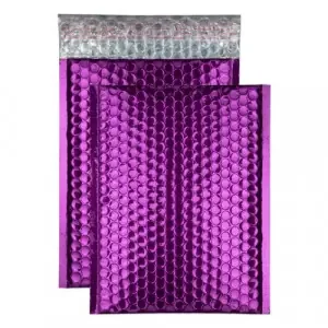 Blake Colour Packaging Purple Grape Peel and Seal Metallic Gloss Bubble 250 x 180mm 70Mu Pack 100 Code MBPUR250