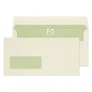 Blake Environmental Envelopes DL Natural White Wallet Window Self Seal 90gsm 110x220mm (Pack 500) – RE4360