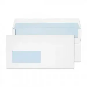 Blake Everyday Envelopes DL White Wallet Window Self Seal 90gsm 110x220mm (Pack 500) – 14884/500